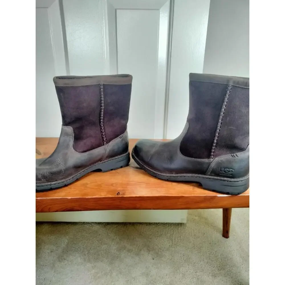 UGG Men's Foerster Waterproof Boots Brown Leather‎ Suede Size 8 EEE Extra Wide